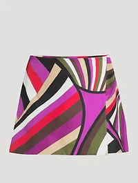 Silk Twill Mini Skirt Iride Print