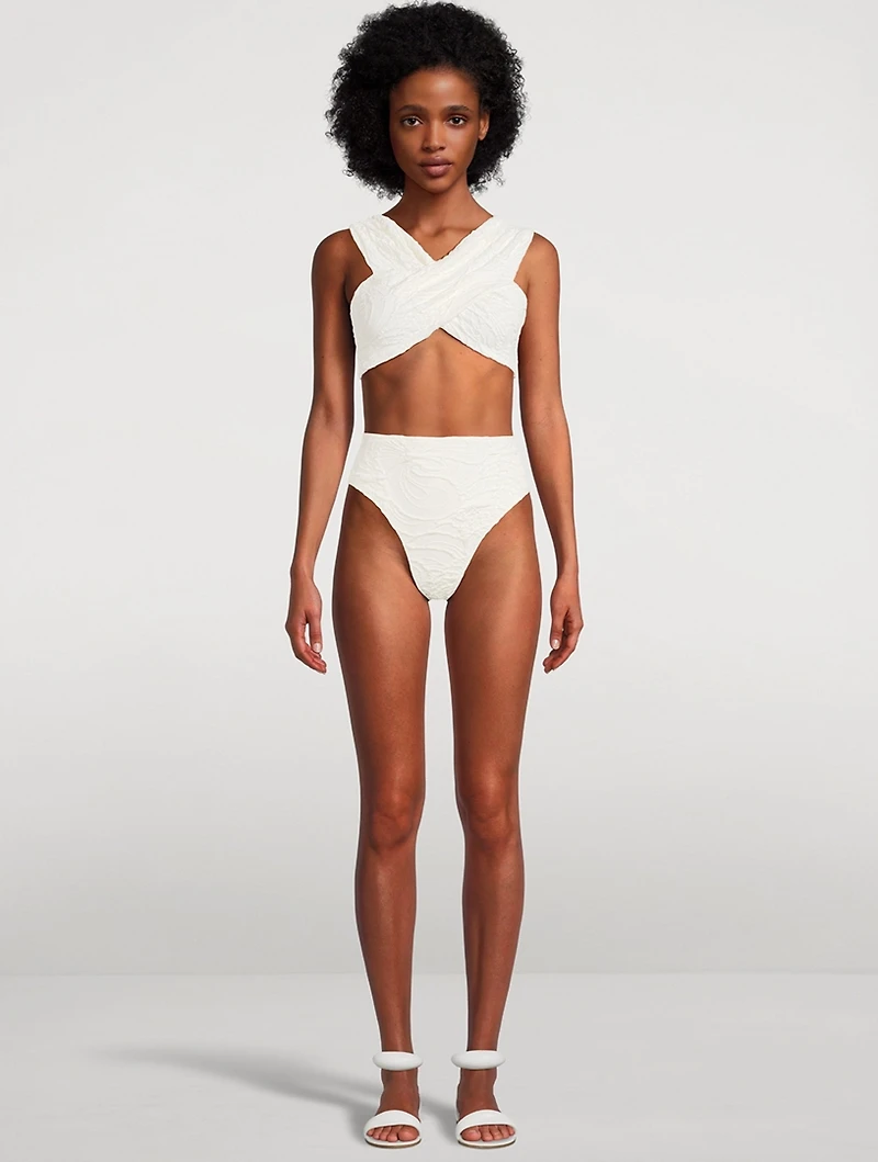High-Waisted Jacquard Bikini Bottom