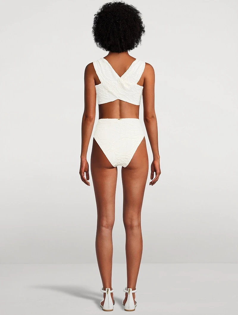 High-Waisted Jacquard Bikini Bottom