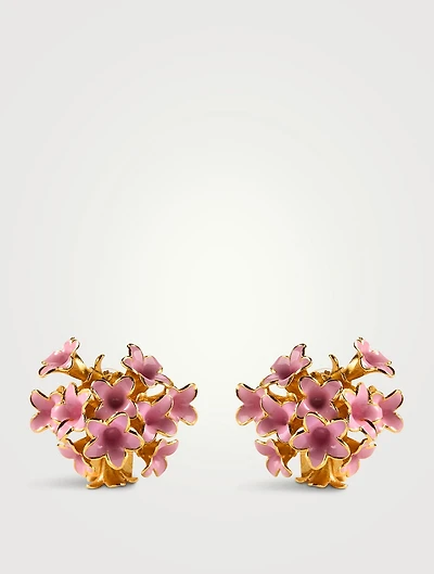 Enamel Bouquet Of Flowers Clip-On Earrings