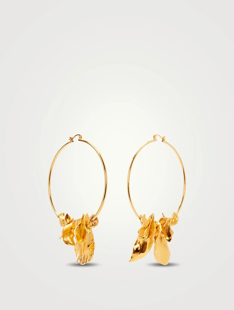 Mixed Leaf Hoop Earrings