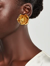 Gardenia Stud Clip-On Earrings