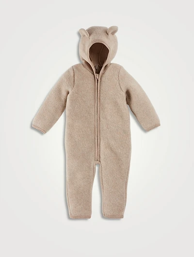 Infant Wool Fleece Hooded Coverall With Ears