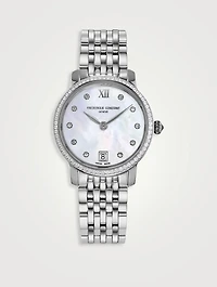 Slimline Stainless Steel Bracelet Watch With Diamonds