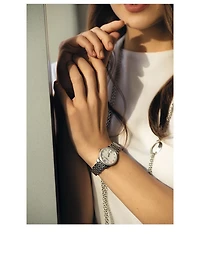 Slimline Stainless Steel Bracelet Watch With Diamonds