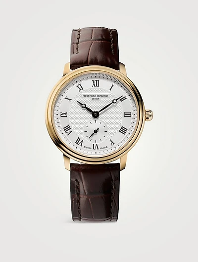 Slimline Small Seconds Stainless Steel Leather Strap Watch