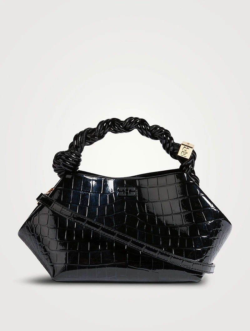 Small Bou Croc-Embossed Patent Shoulder Bag