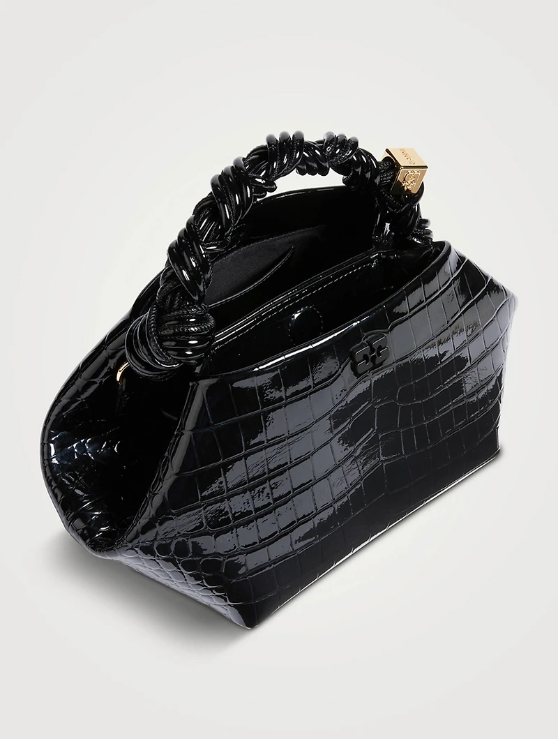 Small Bou Croc-Embossed Patent Shoulder Bag