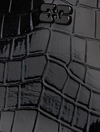 Small Bou Croc-Embossed Patent Shoulder Bag