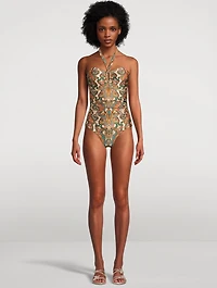 Ottie Halter One-Piece Swimsuit Paisley Print