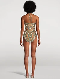 Ottie Halter One-Piece Swimsuit Paisley Print