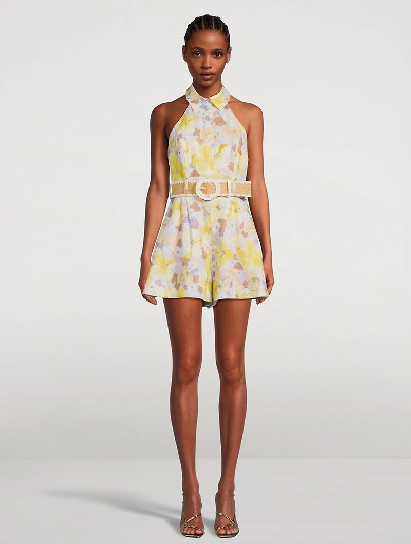 Pop Belted Playsuit Floral Print