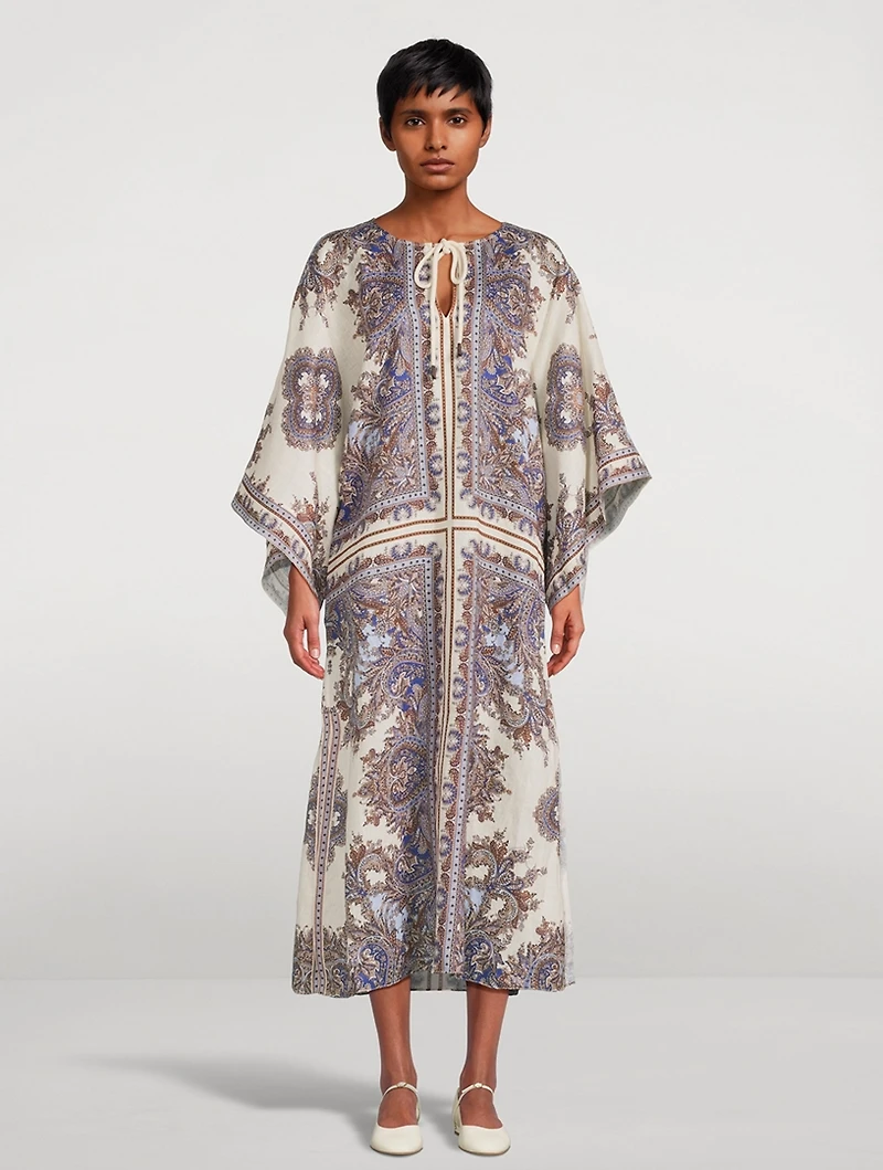 Ottie Linen Caftan Paisley Print
