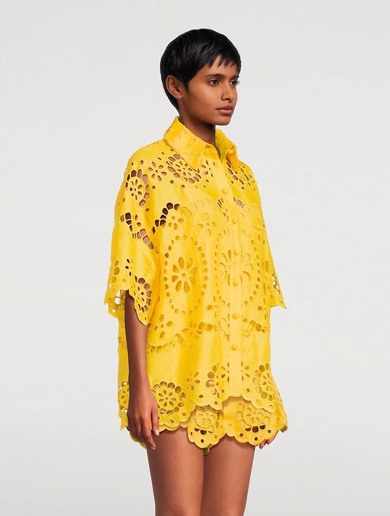 Pop Embroidered Linen Shirt