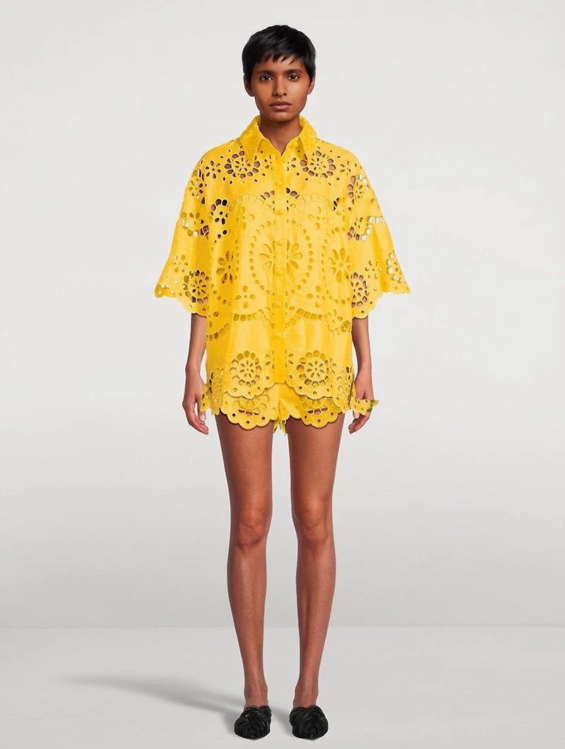 Pop Embroidered Linen Shirt