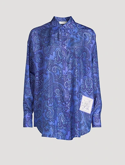 Ottie Oversized Silk Shirt Paisley Print
