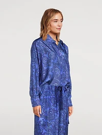 Ottie Oversized Silk Shirt Paisley Print