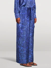 Ottie Wide-Leg Silk Trousers Paisley Print