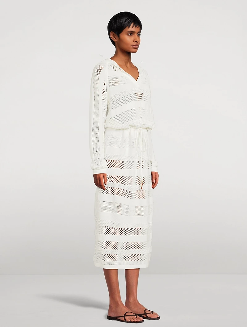 Golden Crochet Midi Dress