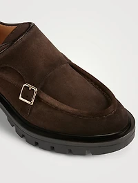 Suede Monk-Strap Loafers