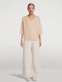 Short-Sleeve Pointelle Sweater