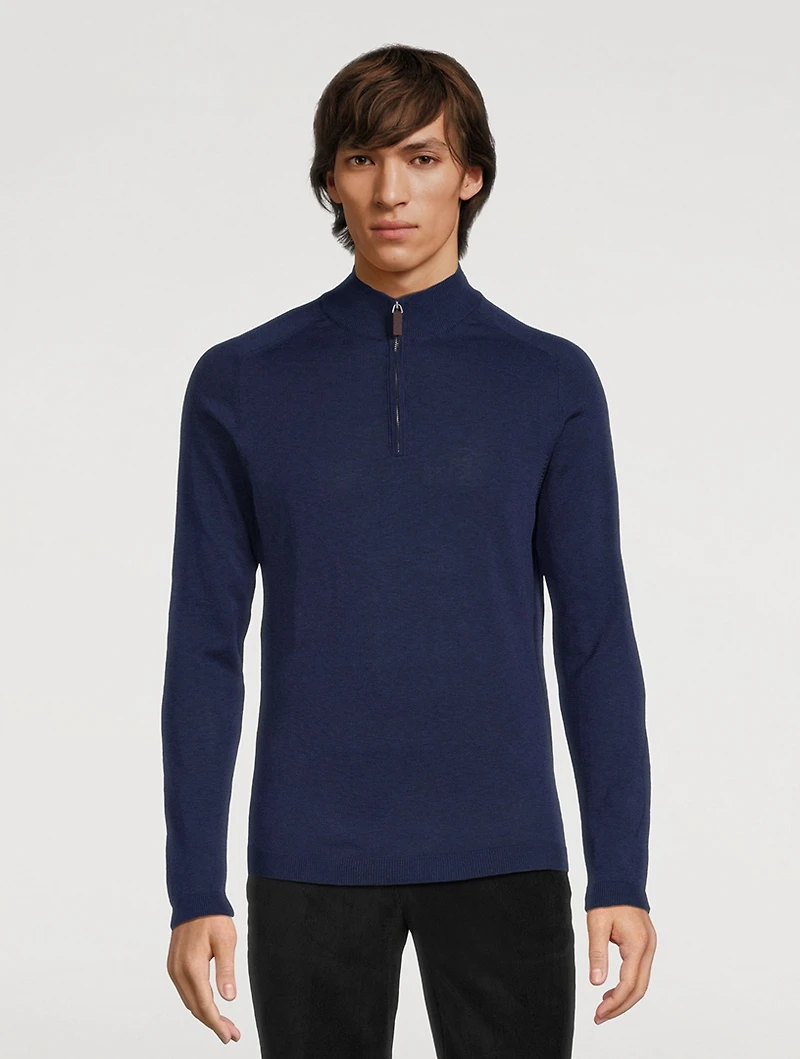 Braulio Cotton and Silk Quarter-Zip Sweater