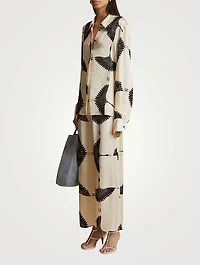The Mindy Wide-Leg Satin Trousers Crane Print