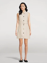 Belted Basket-Weave Linen Shirt Dress