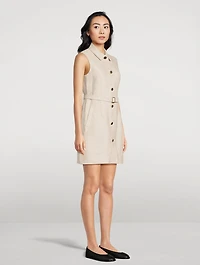 Belted Basket-Weave Linen Shirt Dress