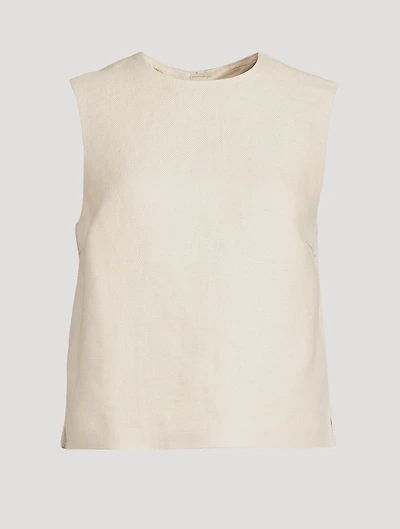 Basket-Weave Linen Shell
