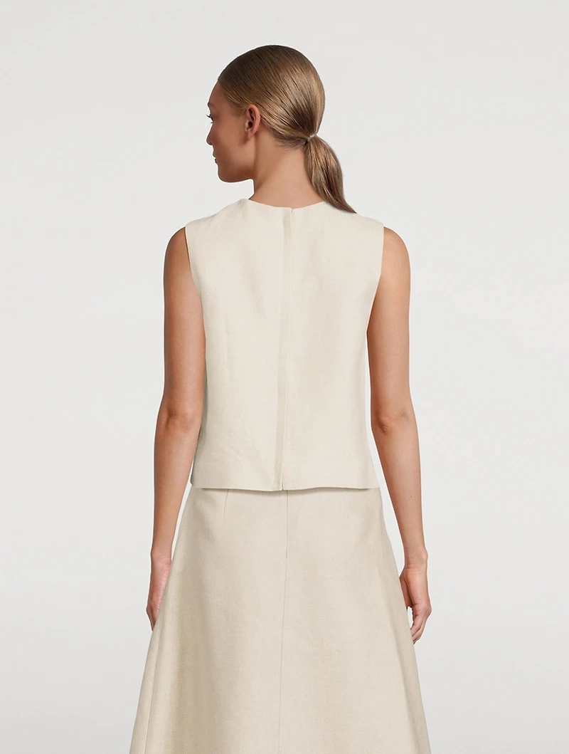 Basket-Weave Linen Shell
