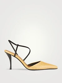 Tangra Embossed Leather Slingback Pumps