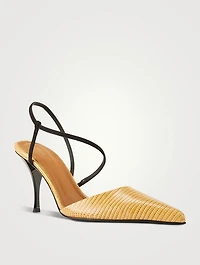 Tangra Embossed Leather Slingback Pumps