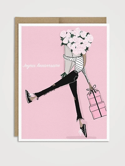 Pink Promenade Birthday Greeting Card - French