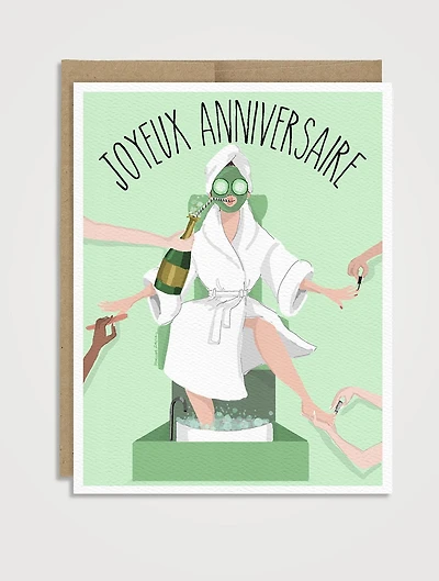 Pampered Princess Birthday Greeting Card - French