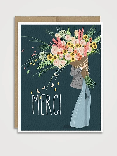 Bouquet Bundle Thank You Card - French