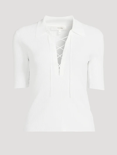 Lace-Up Polo Sweater