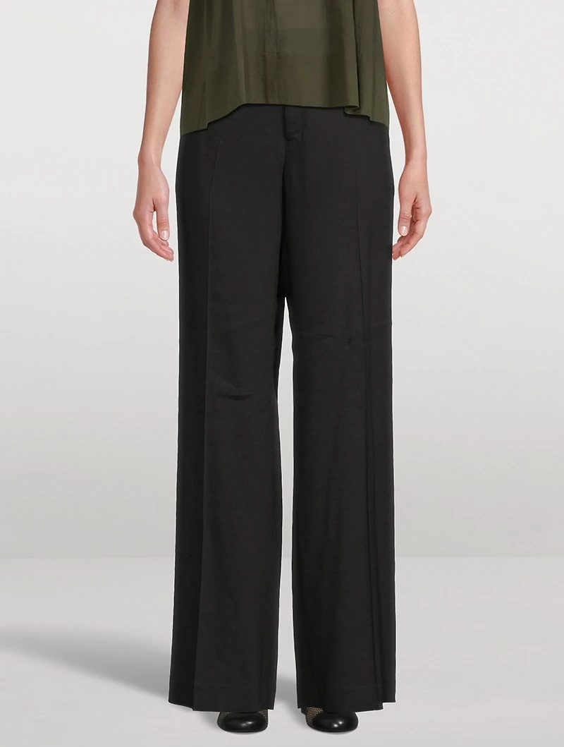 Stretch High-Rise Wide-Leg Pants