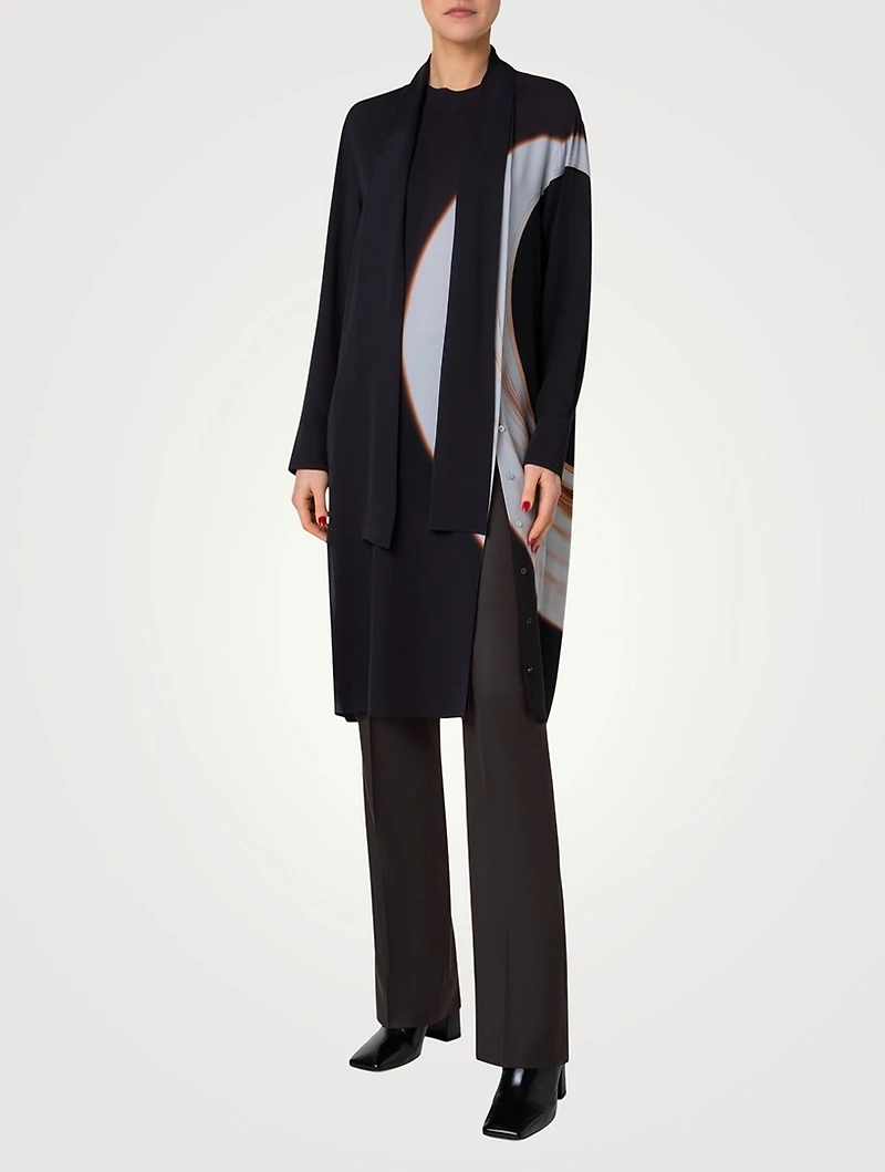 Printed Silk Crêpe Tunic Blouse