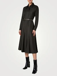 Stretch Wool Flannel Midi Dress