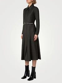 Stretch Wool Flannel Midi Dress
