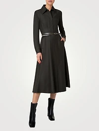 Stretch Wool Flannel Midi Dress