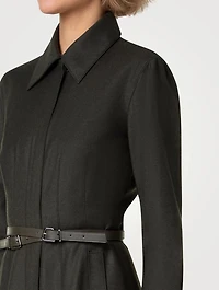 Stretch Wool Flannel Midi Dress