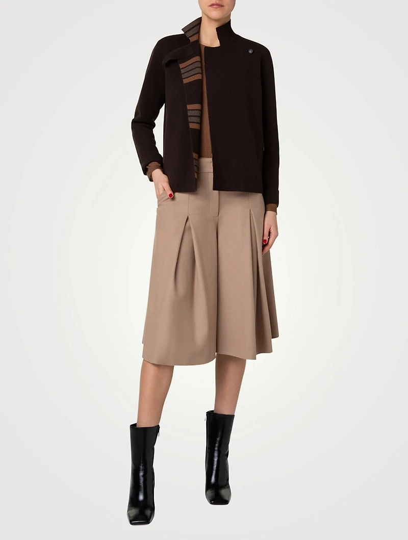 Cashmere Wool Double-Face Reversible Cardigan