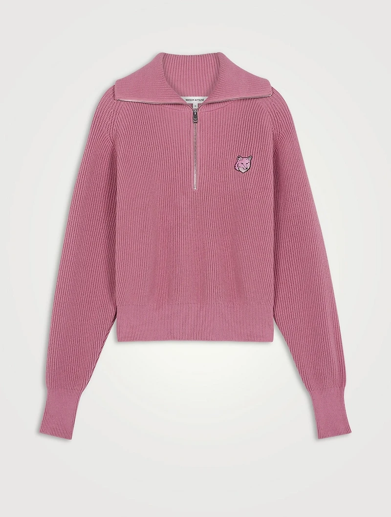 Bold Fox Head Half-Zip Sweater