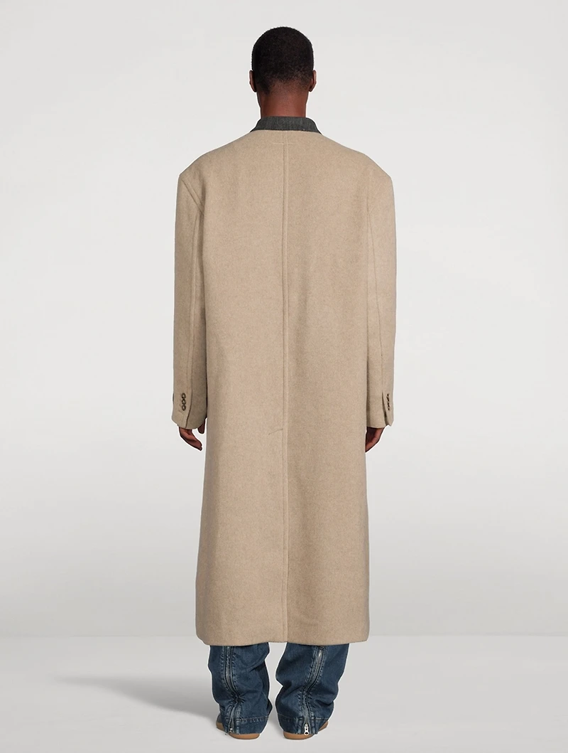 Wool-Blend Double-Breasted Coat