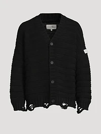 Distressed Wool-Blend Cardigan