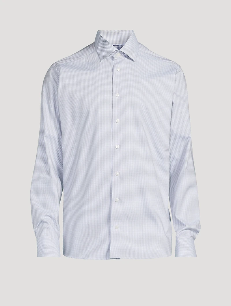 Slim Fit Micro Check Cotton Tencel™ Shirt