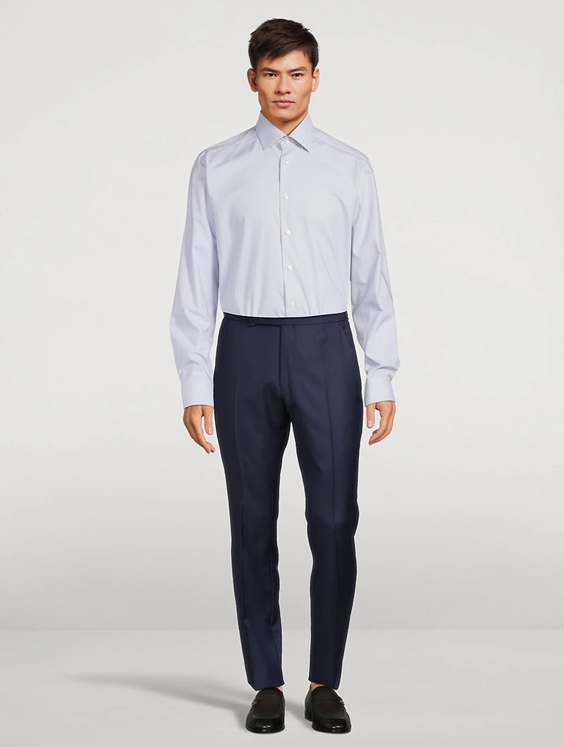 Slim Fit Micro Check Cotton Tencel™ Shirt