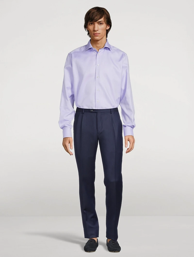 Contemporary Fit Semi Solid Twill Shirt